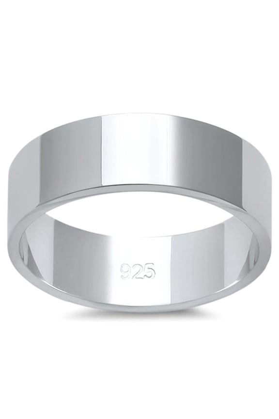 Sterling Silver Flat Plain Bridal Band Ring 6MM Size 5