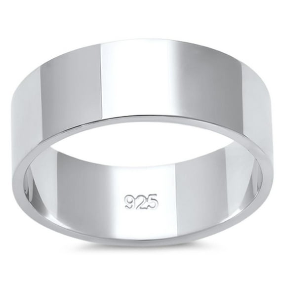 Sterling Silver Flat Plain Bridal Band Ring 7MM Size 5