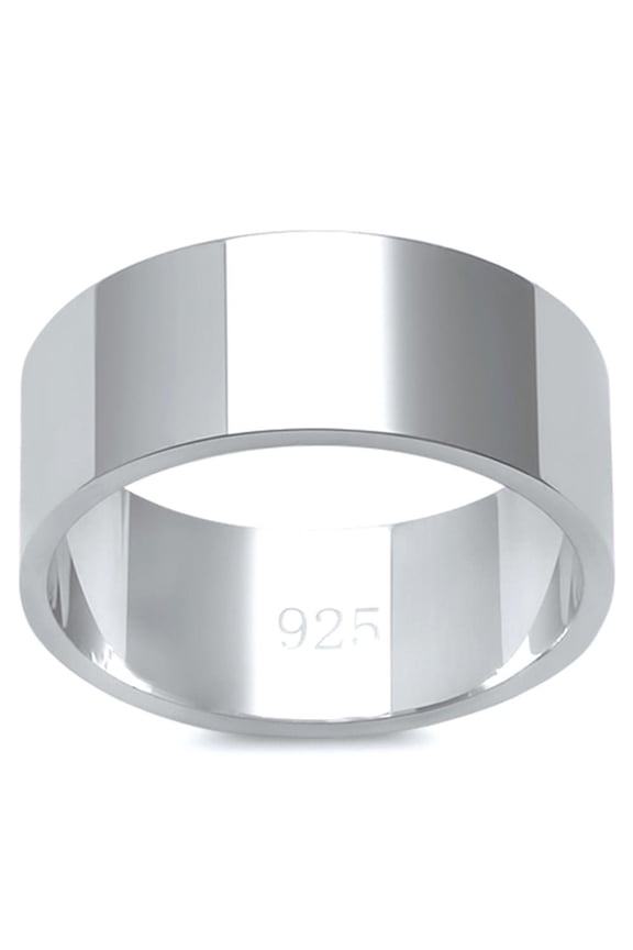 Sterling Silver Flat Plain Bridal Band Ring 8MM Size 7