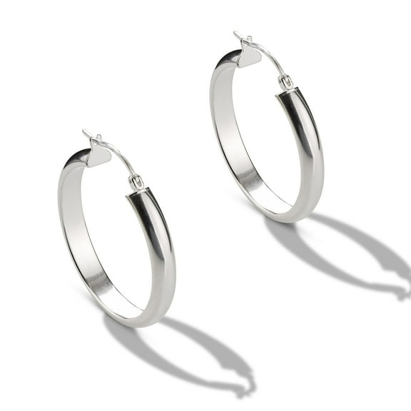 Sterling Silver Flat Rounded Hoop Earrings