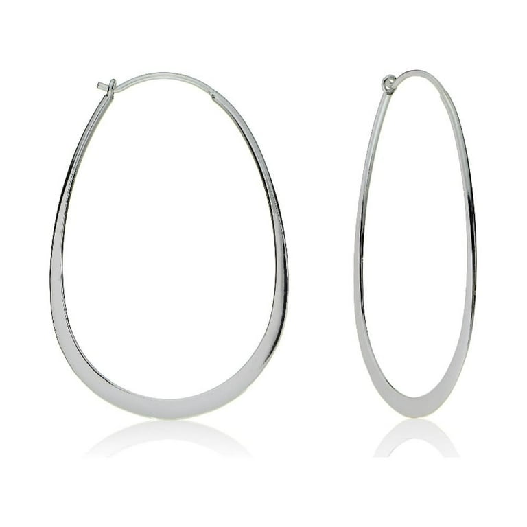 Flat Oval Hoop Sterling Silver Earrings Flat Oval Hoop Sterling Silver Earrings