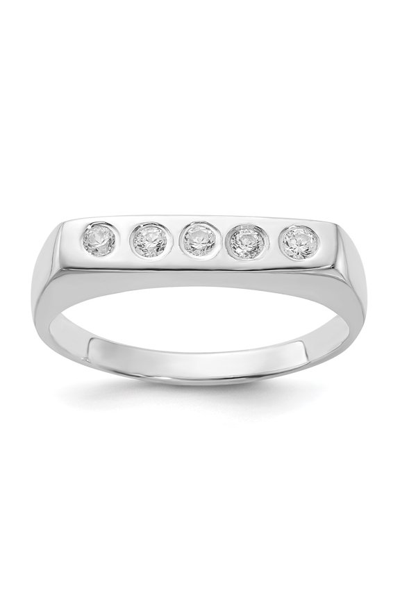 Sterling Silver Flat Top CZ Ring