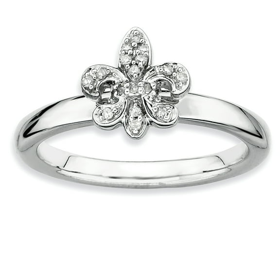 Sterling Silver Fleur De Lis Diamond Ring
