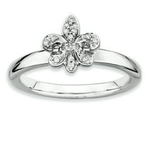 Sterling Silver Fleur De Lis Diamond Ring
