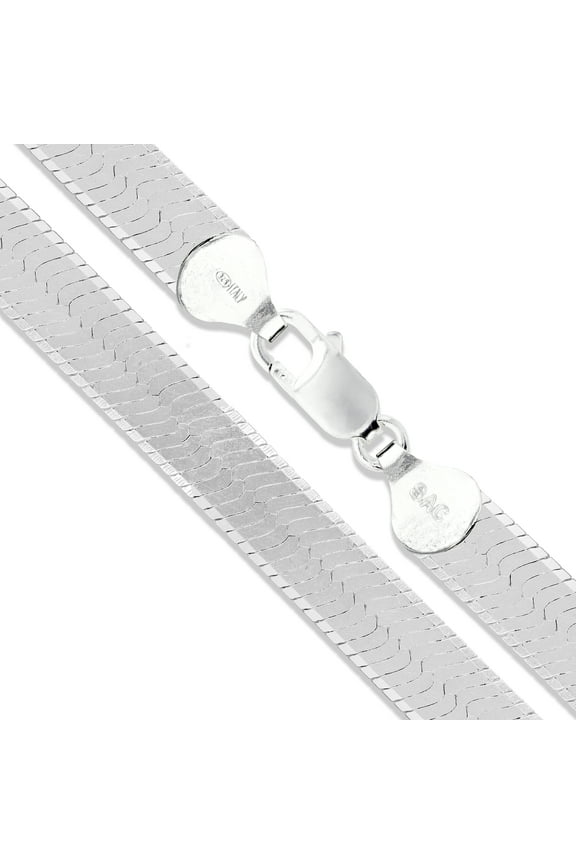 Sterling Silver Flexible Herringbone Necklace 7mm Solid 925 Italian Chain 18" Jewelry Female Unisex