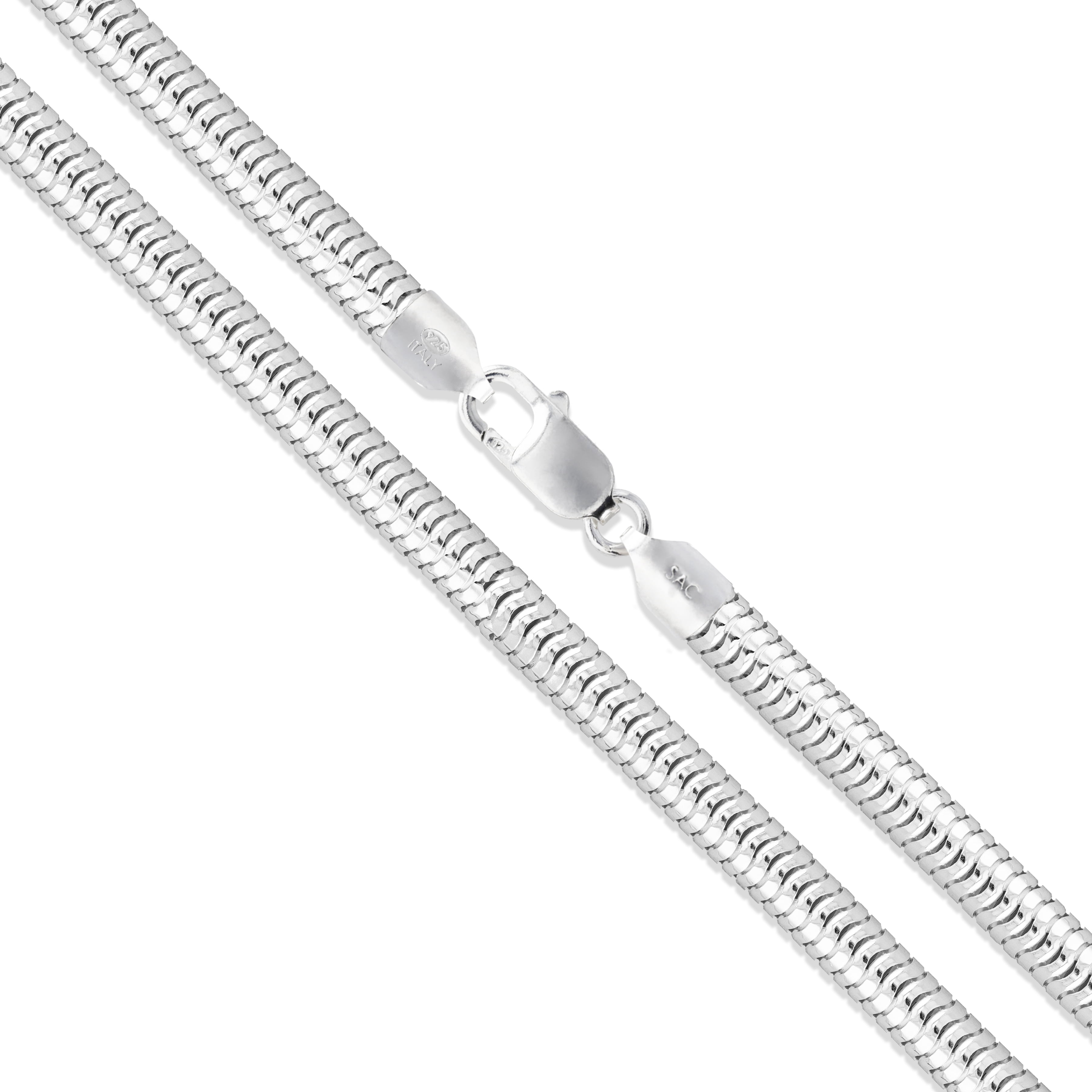 Sterling Silver Flexible Round Snake Chain 4mm 925 Italy Necklace 22" Jewelry Female Unisex