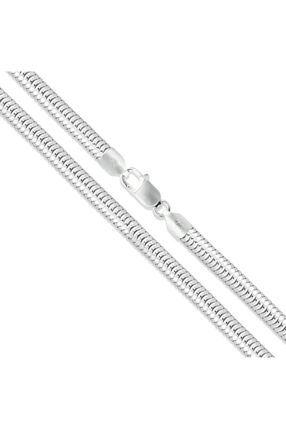 Sterling Silver Flexible Round Snake Chain 4mm 925 Italy Necklace 24" Jewelry Female Unisex