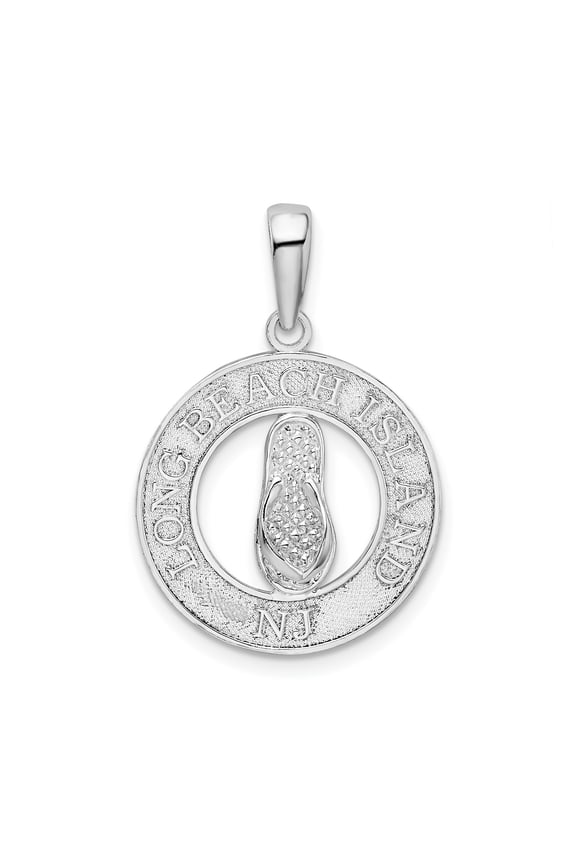 Sterling Silver Flip-Flop Pendant with Cubic Zirconia, Long Beach Island NJ Charm for Women, Nautical Coastal Necklace, Beach Travel Jewelry, Ocean-Inspired Relaxation Symbol