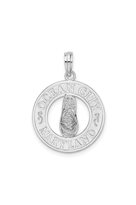 Sterling Silver Flip-Flop Pendant Charm, Ocean City Maryland Beach Souvenir