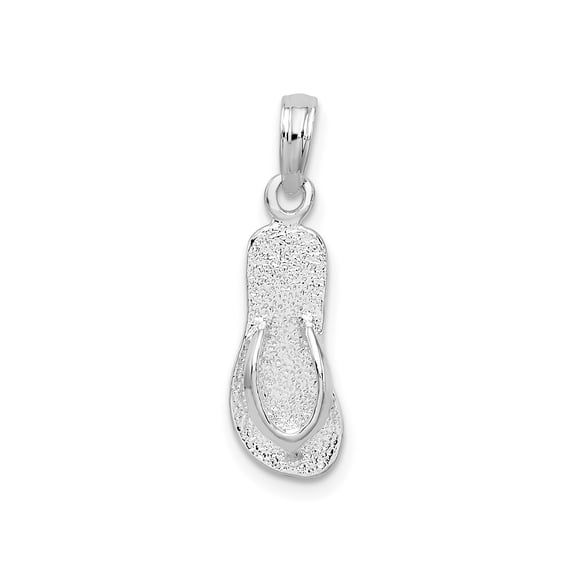 925 Sterling Silver Flip Flop Pendant Charm, Textured Sandal Beach Jewelry for Women