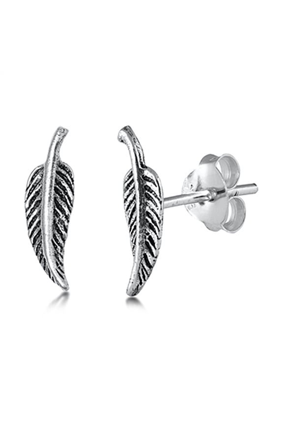 Sterling Silver Floating Feather Stud Earrings