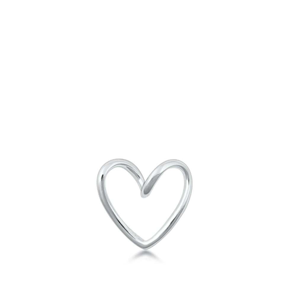 925 Sterling Silver Floating Heart Pendant Necklace - 18 Inch Curb Chain UK Made