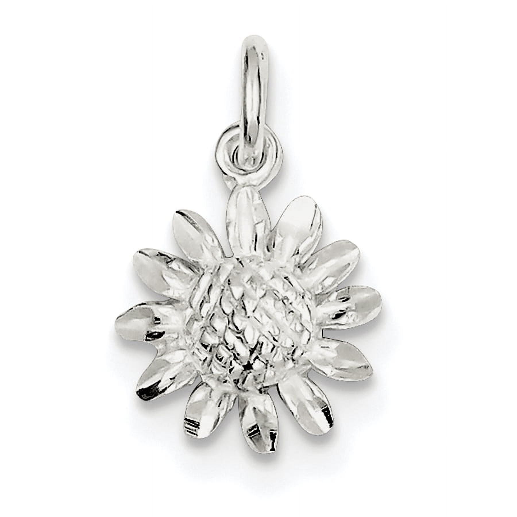 925 Sterling Silver Solid Polished Floral Charm Pendant Necklace Measures 21x14mm Wide - Bead Charm for Women
