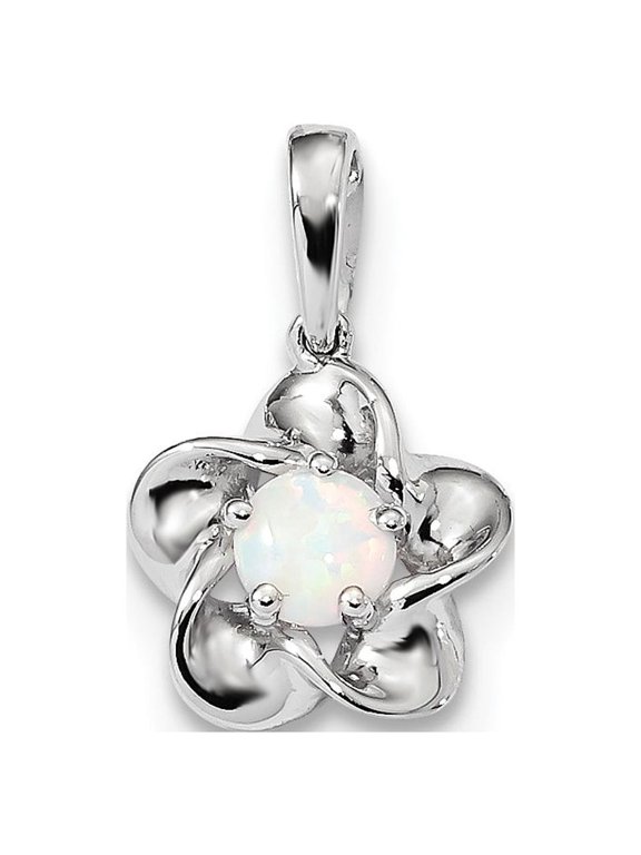 Sterling Silver Floral Created Opal Pendant Charm