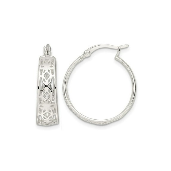 Gem & Harmony Sterling Silver Floral Polished Hoop Earrings for Women