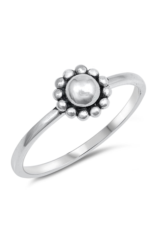 Sterling Silver Flower Bali Ring Size 8