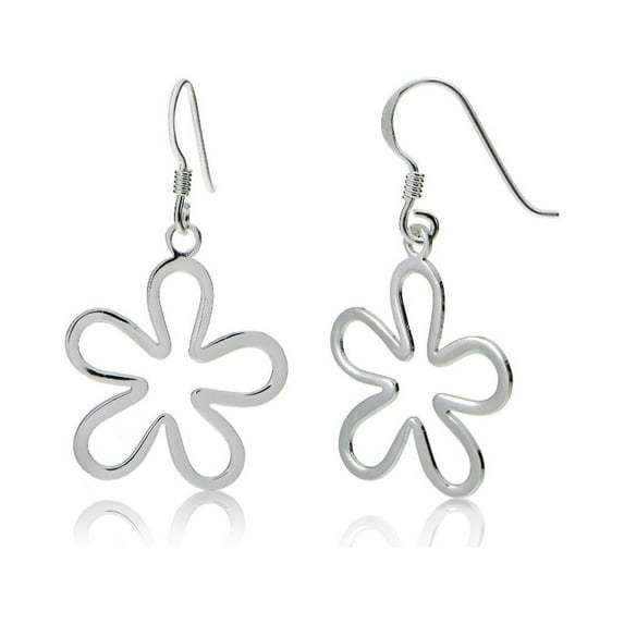 Sterling Silver Flower Polished Earrings