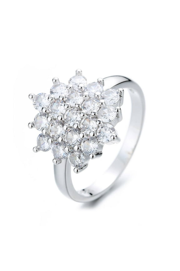 Sterling Silver Flower Ring with crystals from Swarovski