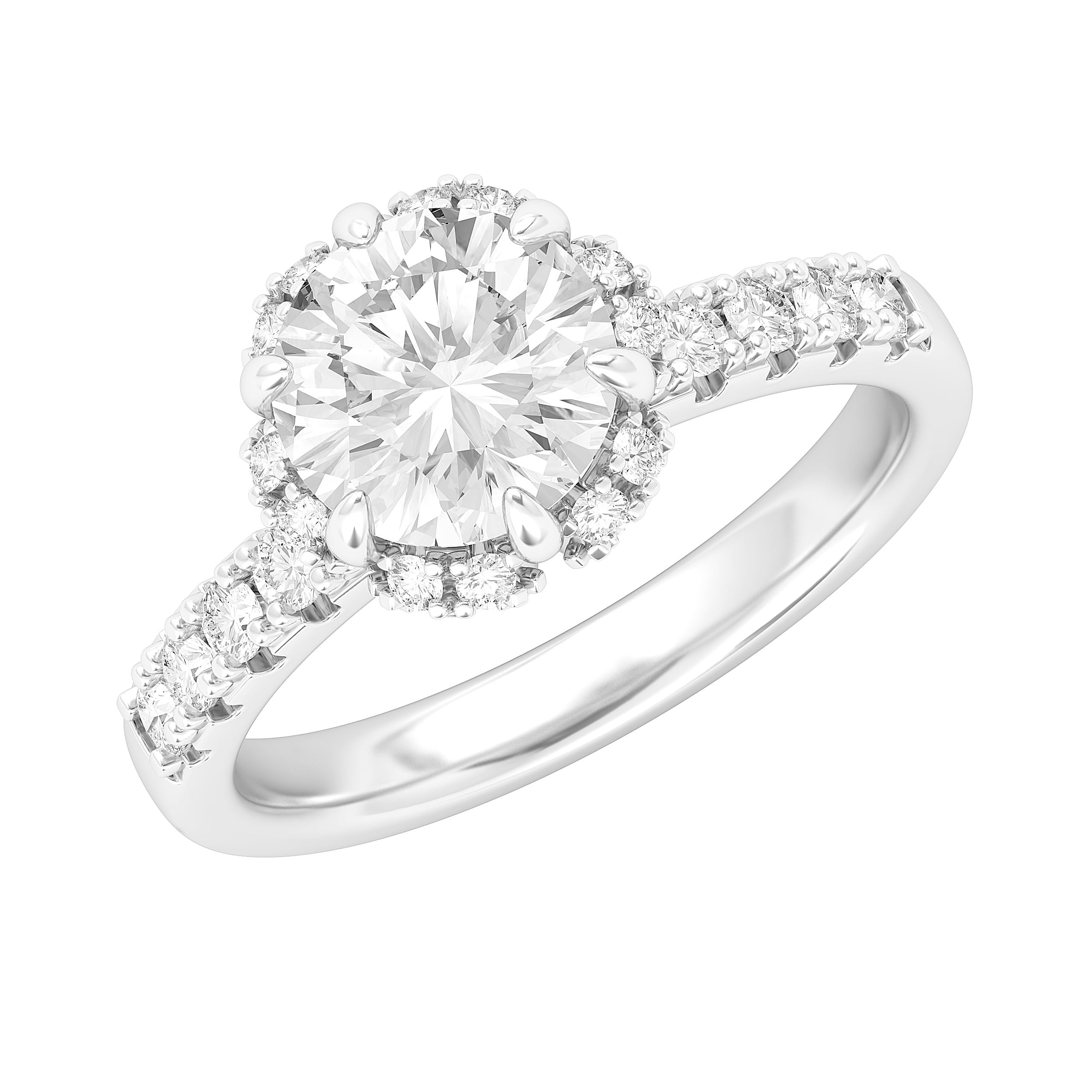 Sterling Silver Flower Style Halo 2CT Simulated Diamond Engagement Ring Promise Bridal Ring For Women (8)