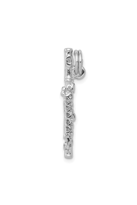 Sterling Silver Flute Pendant Necklace for Women, Realistic Musical Instrument Charm Jewelry for Musicians, Band Members, Music Teachers, Artistic Accessory