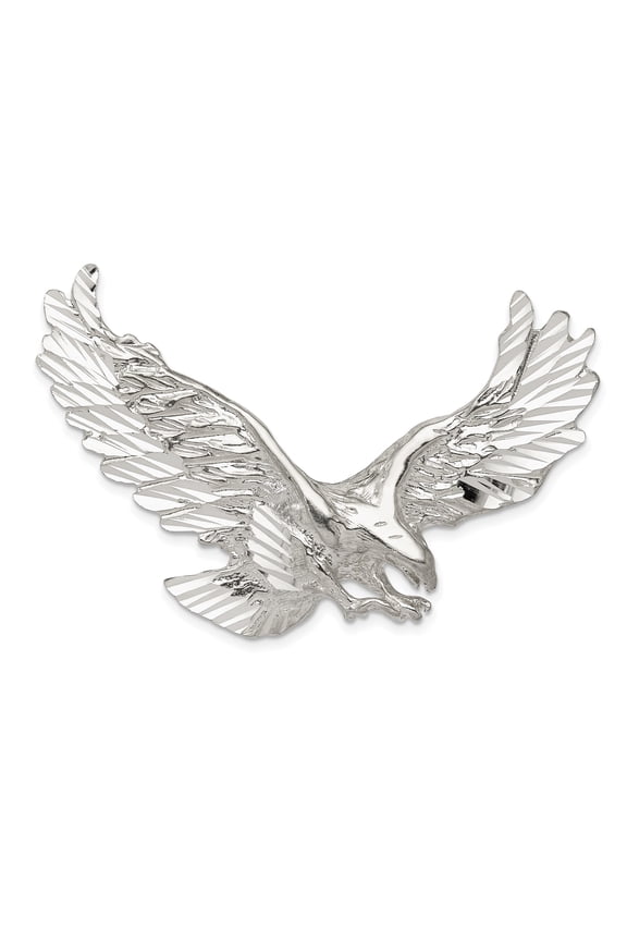 Sterling Silver Flying Eagle Pendant Necklace for Men, Patriotic Symbol of Freedom and Strength, Rugged Military and Biker Style Jewelry