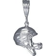 thumbnail image 1 of Sterling Silver Football Helmet Charm Pendant Necklace 1.1 Inches 2.5 Grams with Diamond Cut Finish and 24 Inch Figaro Chain, 1 of 3