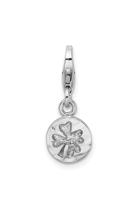 Sterling Silver Four Leaf Clover Charm Pendant for Women, Celtic Irish Symbol of Luck, Raised Design for Bracelet or Necklace