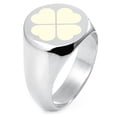 thumbnail image 1 of Sterling Silver Four Leaf Clover Heart Engraved Round Flat Top Polished Ring, 1 of 1