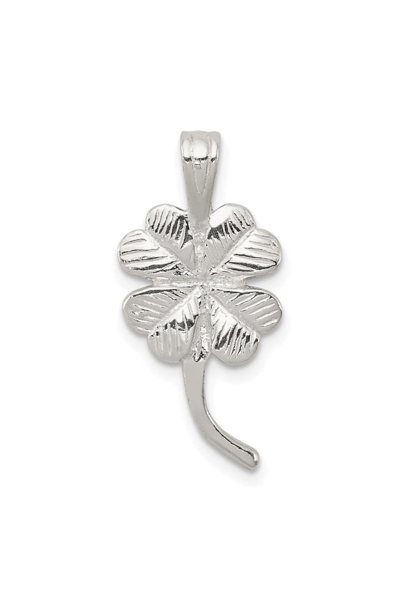 Sterling Silver Four-Leaf Clover Pendant Necklace for Women and Men, Irish Lucky Charm Jewelry, Textured Celtic Symbol for Good Fortune, Everyday Wear Accessory