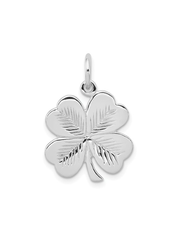 Sterling Silver Four Leaf Clover Pendant Necklace for Women or Unisex Wear, Irish Good Luck Charm Jewelry with Symbolic Design for Positivity and St Patrick Day