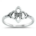 thumbnail image 1 of Sterling Silver Four leafed Design Ring Size 7, 1 of 3