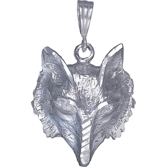Sterling Silver Fox Charm Pendant Necklace with Diamond Cut Finish and 18 Inch Rolo Chain
