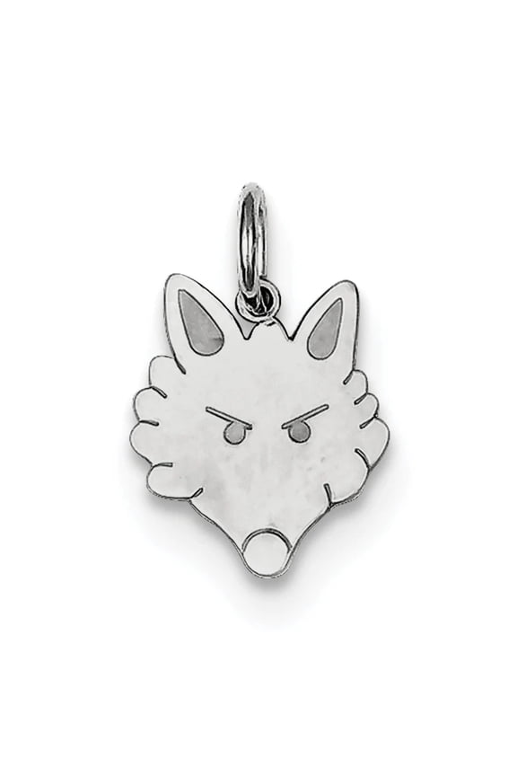 925 Sterling Silver Solid Fox Head Charm 14x11mm Wide Pendant Necklace for Women - .5 Grams