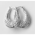 thumbnail image 1 of Sterling Silver Free Form Puffed Filigree Hoop Earrings 1 1/4" Long Item #8022, 1 of 5