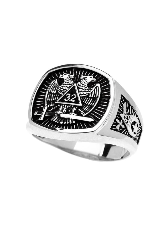 Sterling Silver Freemason Shriners Scottish Rite Men's Signet Ring- Size 5