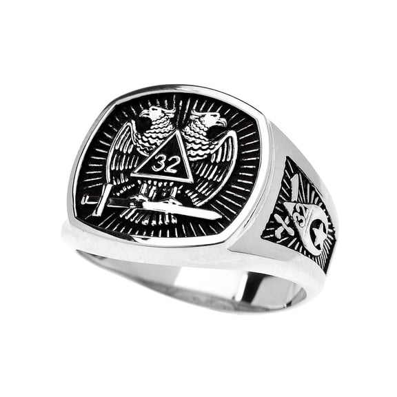 Sterling Silver Freemason Shriners Scottish Rite Men's Signet Ring- Size 6