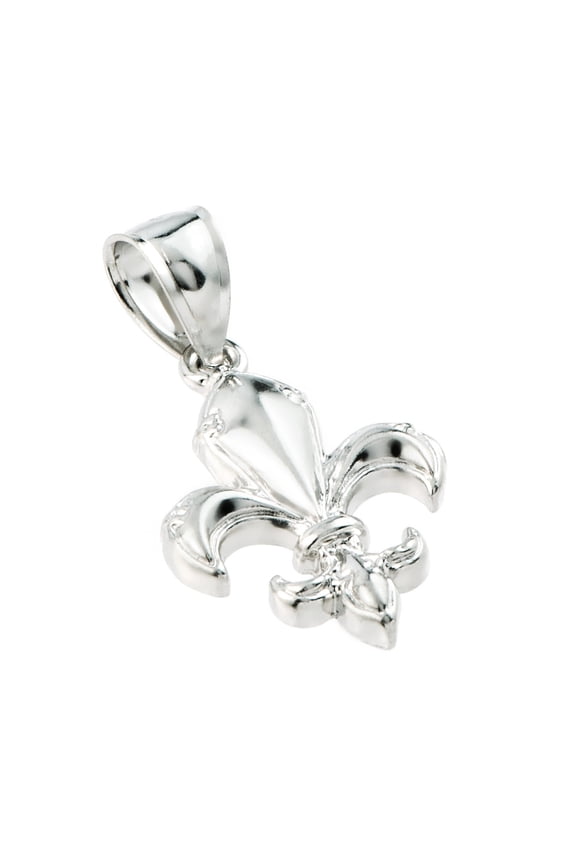 Sterling Silver French Fleur-de-Lis Charm Pendant Necklace, 16" Chain