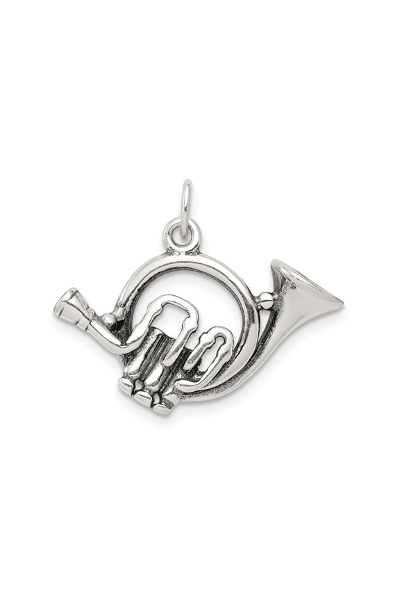 Sterling Silver French Horn Pendant for Musicians, Unisex Music Jewelry with Realistic Instrument Design, Symbolic Band or Orchestra Accessory
