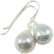 SPYGLASS DESIGNS Sterling Silver Baroque Dangle White Pearls Earrings for Women Cultured Pearls