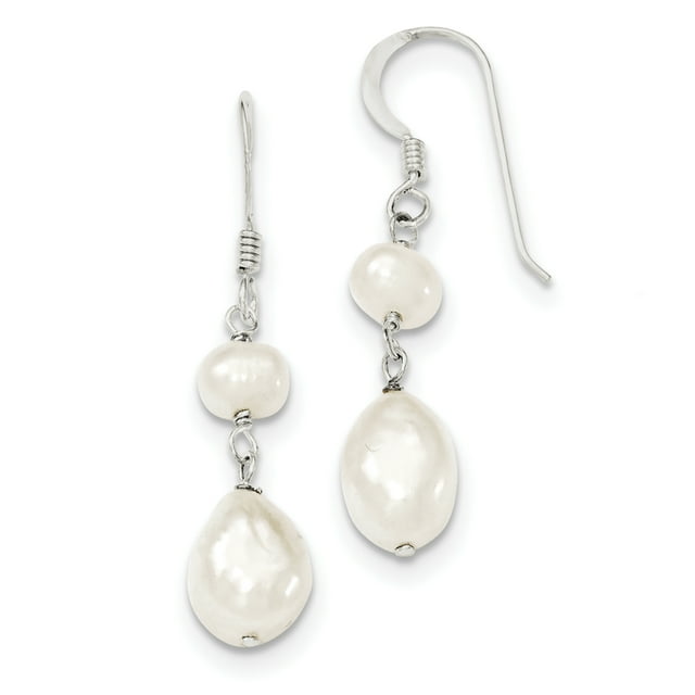 Sterling Silver Freshwater Cultured Pearl Dangle Earrings Sterling ...