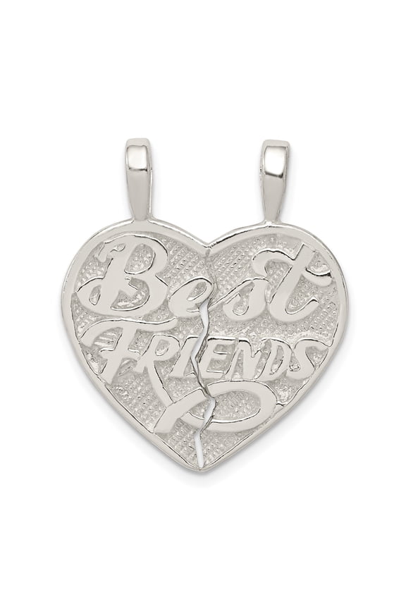 Sterling Silver Friends Split Heart Pendant Necklace for Women and Teens, Two Piece Friendship Jewelry with Dual Bails, Symbolic Connection Charm, 925 Silver Matching Accessory