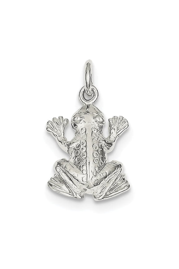 925 Sterling Silver Solid Polished Frog Charm 21x14.5mm Wide Pendant Necklace for Women - 2.0 Grams