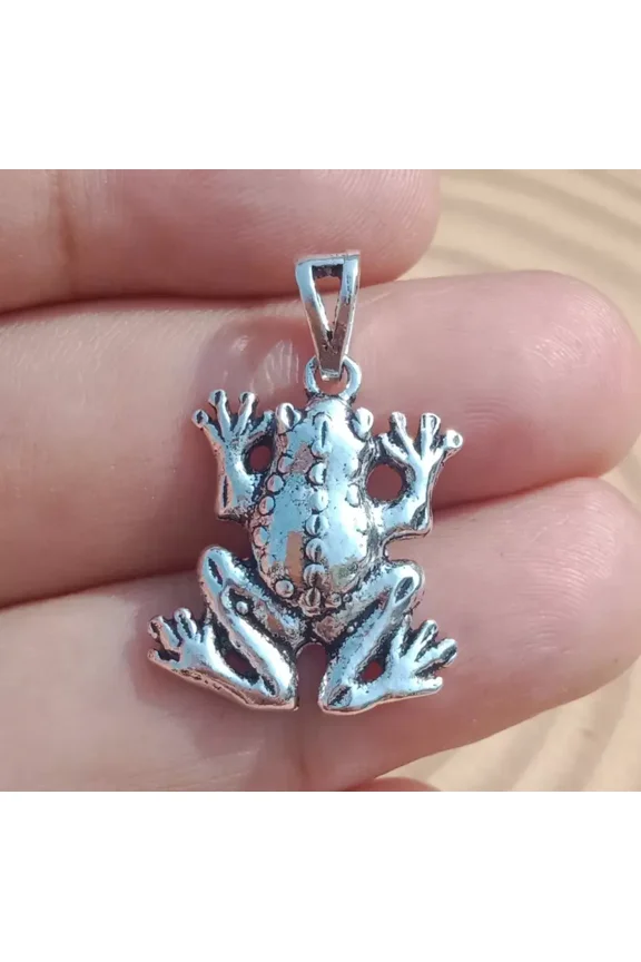 Sterling Silver Frog Pendant 925 Hallmarked Handmade Unique Jewelry Gift