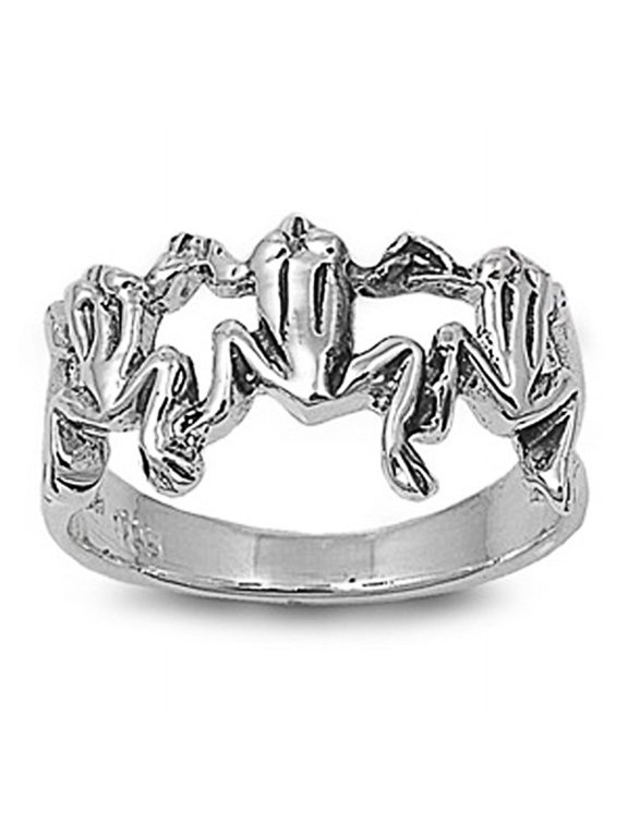 Sterling Silver Frog ring mm ( Size 6 to 10)