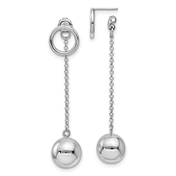 Sterling Silver Front Back Dangle Ball Post Earrings
