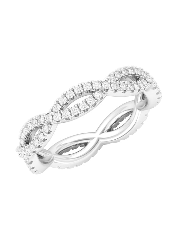 Sterling Silver Full Infinity Twist Simulated Diamond Eternity Ring Wedding Band Matching Ring (7)