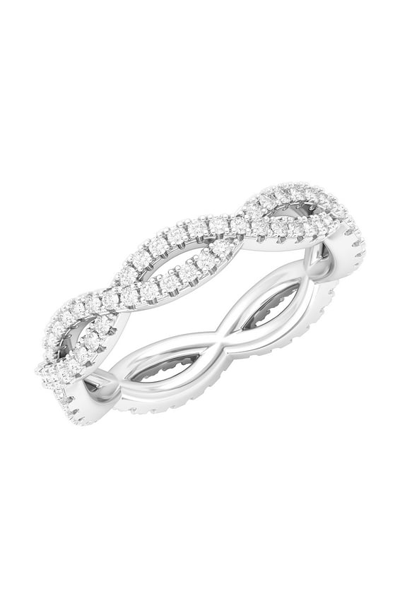 Sterling Silver Full Infinity Twist Simulated Diamond Eternity Ring Wedding Band Matching Ring (7)