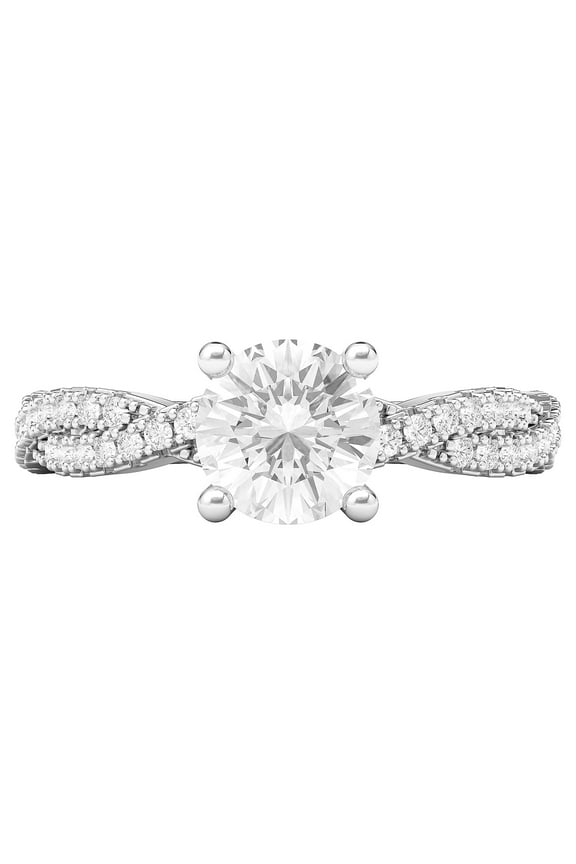 Sterling Silver Full Side Stones Twisted Vine Simulated 1.0 CT Diamond Engagement Ring Promise Bridal Ring (5)