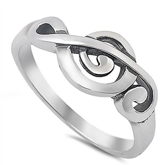 Sterling Silver G-CLEF MUSIC NOTE RING Sizes 7