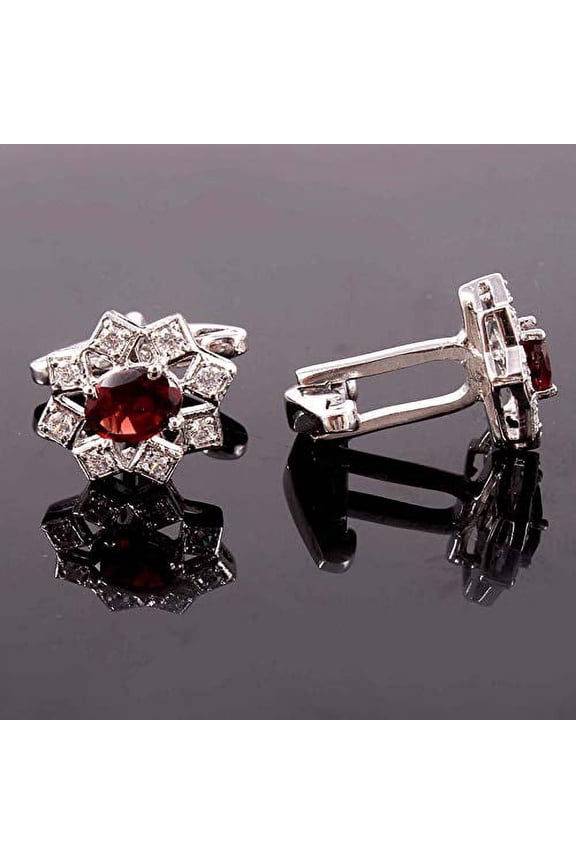 Sterling Silver Garnet Cufflink 5x7 mm Oval Cufflink Wedding Cufflink Engagement Cufflink Fathers Day Wedding Cufflinks Groomsmen Cufflinks